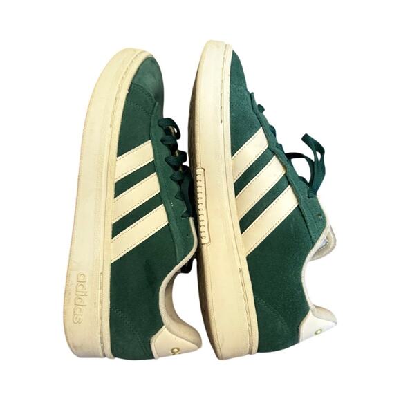Adidas VL Court 2.0 Sneakers Green Suede White Stripes Men 8.5 US / Women 9.5 - Picture 5 of 7